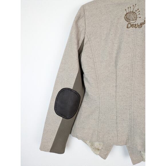 Desigual Jacket Wool Chunky Knit Faux Fur Art to Wear Boho Fall Winter Size 8 - Picture 9 of 16